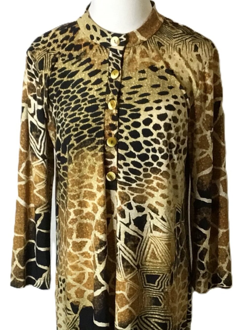 Chico Animal Print Shift Dress 3/4 Sleeves Size‎ 1